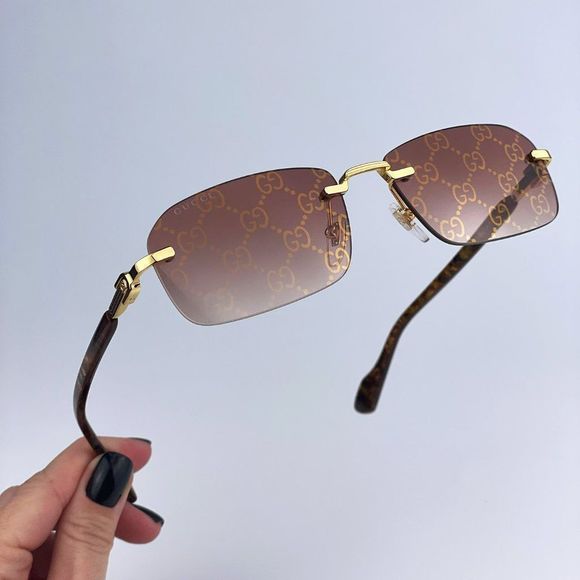 Gucci GG1221S 004 BRAND NEW Sunglasses Gold Yellow Red Mirrored Square Unisex - Picture 1 of 14